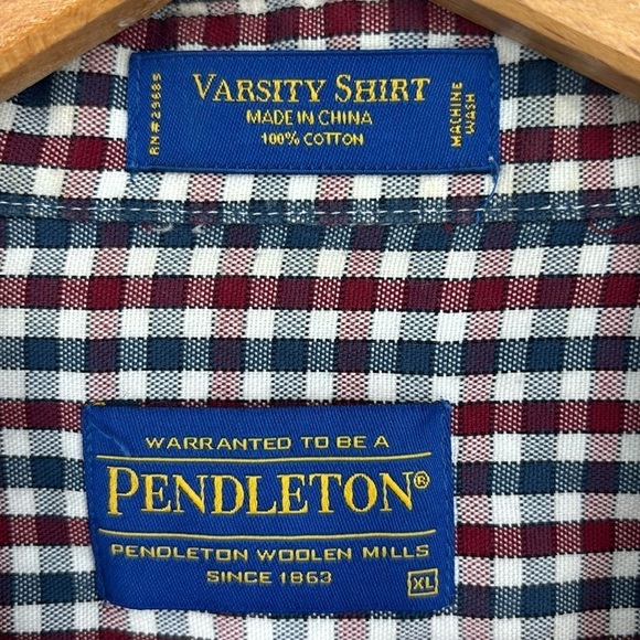 Pendleton Varsity Shirt Long Sleeve Button-Up Gingham Plaid in Men’s Size XL - Picture 3 of 7